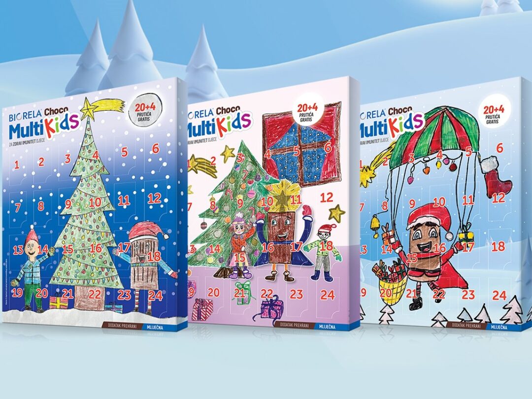 Biorela<sup>®</sup> Choco Multi Kids 20+4 prutića gratis u neodoljivom adventskom pakiranju