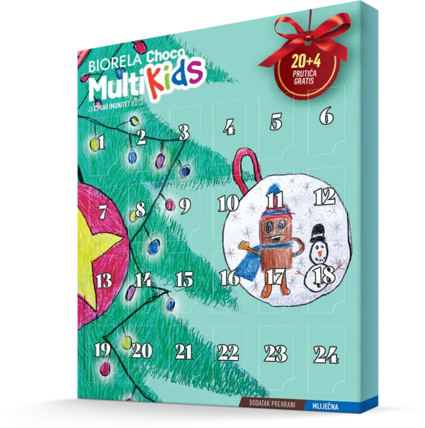 Biorela<sup>®</sup> Choco Multi Kids adventski kalendar 20+4 prutića gratis